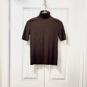 Vintage Toupy Paris Turtleneck Short Sleeve Top Brown